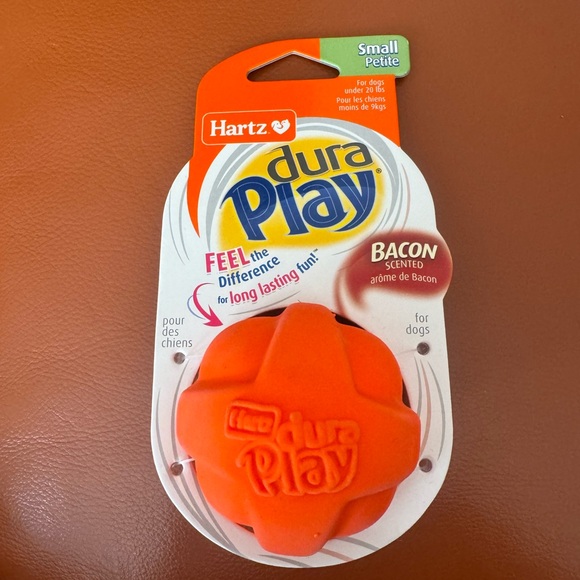 Hartz Dura Play Small Latex Dog Ball Toy, Bacon Scented - Orange - Picture 1 of 4